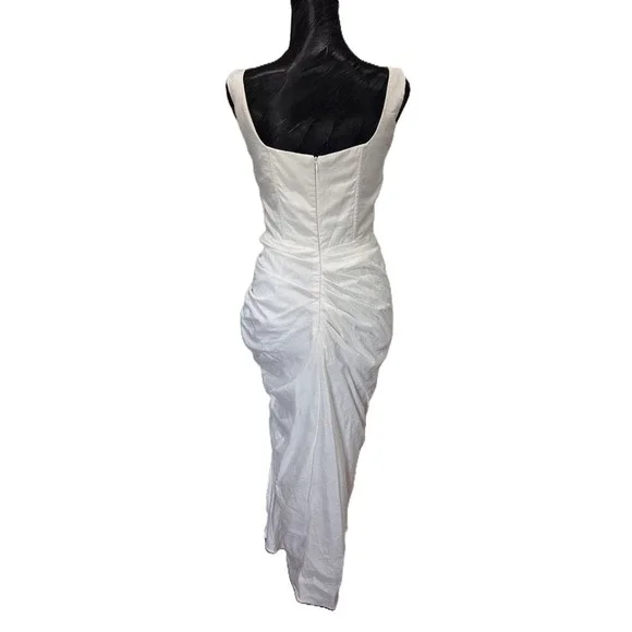 Chou Chou Women's Off-White Flattering Strapless Ruched Dress Lined Sz M - Picture 4 of 7